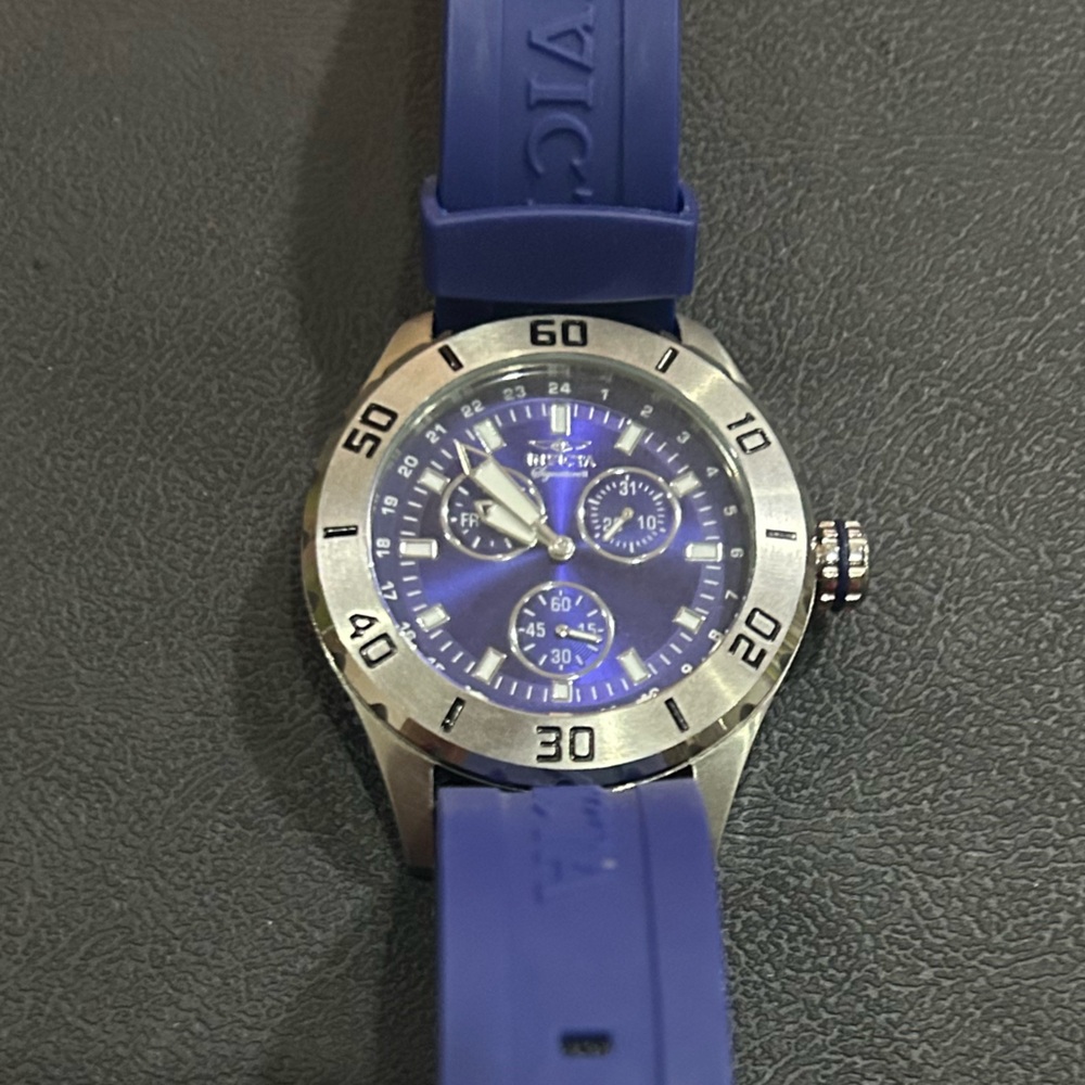 Invicta Royal Blue and Silver Chronograph Watch